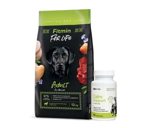FITMIN For Life Adult All Breeds 12kg + LAB-V Calm Support - streso ir elgesio sutrikimų simptomų palaikymas 45 kapsulės