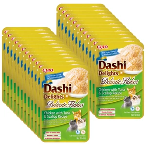 INABA Dashi Delights Delikatesinių dribsnių vištienos su tunu ir šukutėmis receptas 24x40g