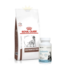 ROYAL CANIN Gastro Intestinal GI25 15kg ŠUNYS + LAB-V Synbiotic Vet - virškinamojo trakto sveikata ir žarnyno mikroflora šunims ir katėms 45 kapsulės