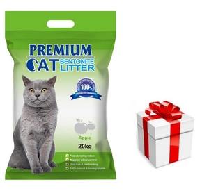 Premium Cat Clumping Bentonite kraikas - obuolys katėms 20kg + Staigmena katei