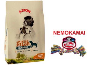 ARION Fresh Senior Light 12kg + Pet Nova Medvilninė virvė 17cm