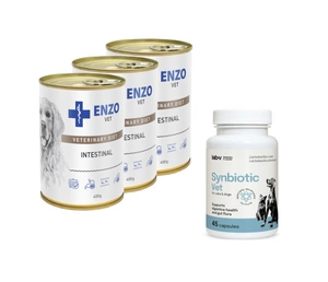 ENZO VET Žarnyno dieta šunims su ėriena 6x400g + LAB-V Synbiotic Vet - virškinamojo trakto sveikata ir žarnyno mikroflora šunims ir katėms 45 kapsulės