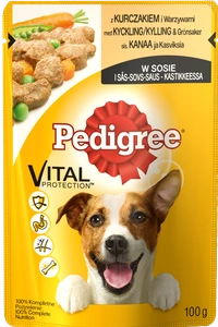 PEDIGREE Adult paketėlis 100g - drėgnas šunų maistas su vištiena ir daržovėmis padaže