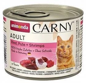 ANIMONDA Cat Carny Adult skonis: jautiena, kalakutiena ir krevetės 200g