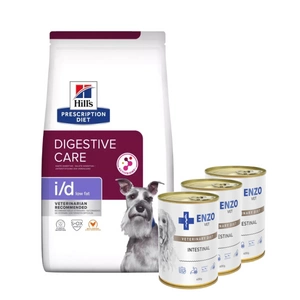 HILL'S PD Prescription Diet Canine i/d Low Fat 1,5kg + ENZO VET Žarnyno dieta šunims su ėriena 3x400g
