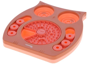 Kerbl lavinamasis žaislas šunims, pelėda, rožinės ir rudos spalvos, 30 x 28 cm