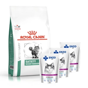ROYAL CANIN Satiety Support Weight Management SAT 34 3,5kg + ENZO VET Sterilizuota su veršiena padaže 3x100g
