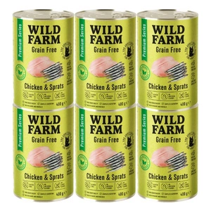 WILD FARM Premium Grain Free Chicken and Sprats 6x400g - maistas katėms be grūdų