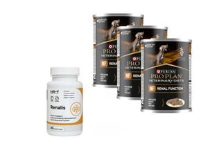 PURINA Veterinary PVD NF Renal Function 3x400g skardinė + LAB-V Renalis 45 kapsulėsj