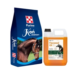 Purina Sport Horse 25kg + Lab-v Linų sėmenų aliejus – 100 % šalto spaudimo linų sėmenų aliejus arkliams 5000 ml