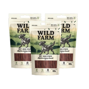 WILD FARM Minkšti anties juostelės 3x80g skanėstai šunims