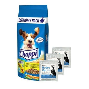 CHAPPI 13,5 kg - sausas maistas šunims su paukštiena ir daržovėmis + Hydro-Vet Dog - dietinis pašarų mišinys šunims, skatinantis atsigavimą po operacijos 3x22 g