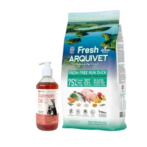 ARQUIVET FRESH - Pusiau drėgnas ėdalas šunims antis su vandenyno žuvimis 10 kg + LAB V Lašišų aliejus šunims ir katėms 500ml
