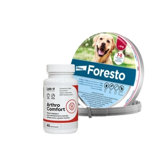 ELANCO Foresto Antkaklis šunims virš 8kg + LAB-V Arthro Comfort - Visapusiška sąnarių ir raumenų bei skeleto sistemos sveikata šunims ir katėms 45 kapsulės