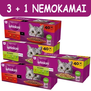WHISKAS Suaugusiųjų krepšeliai 120x85g + 40x85g NEMOKAMAI