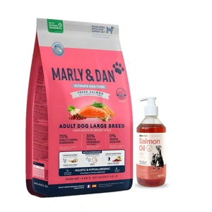 Marly & Dan Adult Dog Large Breed Fresh Salmon Holistic & Hypoallergenic 4kg sauso ėdalo + LAB V Lašišų aliejus šunims ir katėms 500ml