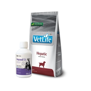 FARMINA Vet Life Dog Hepatic 2kg + Lab-v Hepasil Dog & Cat preparatas šunų ir kačių kepenų veiklai gerinti 250 ml