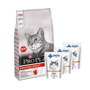 PURINA Pro Plan Original Adult Salmon 10kg + ENZO VET šlapalas su jautiena želė katėms 3x100g