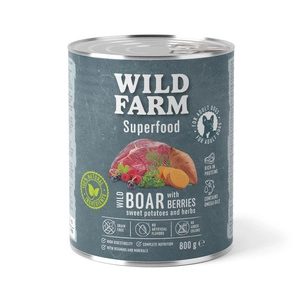 WILD FARM Superfood Wild Boar (elniena su batatais, uogomis ir žolelėmis) 800 g pašaro šunims be grūdų