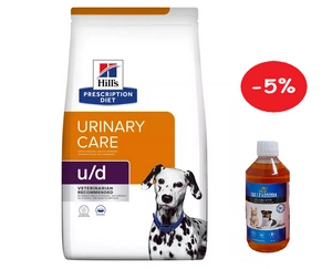 HILL'S PD Prescription Diet Canine u/d Urinary Care 10kg + LAB V Lašišų aliejus šunims ir katėms 500ml 5% PIGIAU