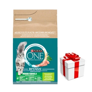 Purina One Indoor Cat suaugusių kačių ėdalas su kalakutiena katėms 3kg + Staigmena katei