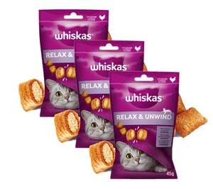WHISKAS Relax & Relieve 3x45g skanėstas katėms, su vištiena