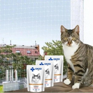 TRIXIE Apsauginis nailono tinklas 2 x 1,5 m + ENZO VET šlapalas su jautiena želė katėms 3x100g