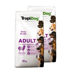 TROPIDOG premium adult medium & large breed  ėriena su ryžiais 2x12 kg