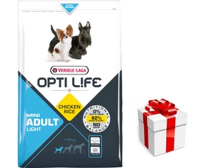 VERSELE-LAGA Opti Life Adult Light Mini 7,5 kg - su vištiena - mažoms veislėms + STAIGMENA ŠUNUI