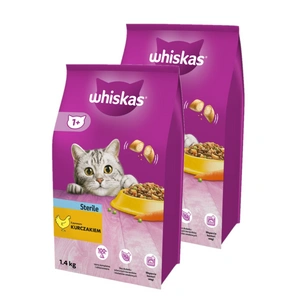 WHISKAS Sterile 2x3,8 kg - sausas ėdalas suaugusioms katėms po kastracijos, su gardžia vištiena