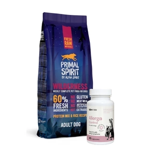 PRIMAL SPIRIT 60% Wilderness 12kg + LAB-V Allerga Control - Alergijos simptomų palaikymas 45 kapsulės
