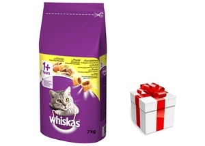 WHISKAS Adult 7kg - sausas kačių ėdalas su vištiena ir daržovėmis  + STAIGMENA KATEI