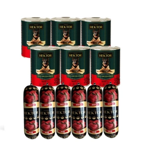 Hektor 6x1240g Jautiena + Premium Hektor šunų ėdalo batonėlis su jautiena 6x900g