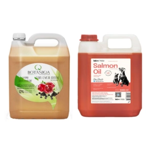 BOTANIQA FOR EVER BATH Šampūnas Açaí & Pomegranate Shampoo 5L + LAB V Lašišų aliejus šunims ir katėms 5000ml