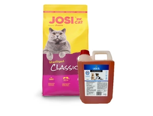 JOSERA JosiCat Classic Sterilised 18kg + LAB V Lašišų aliejus šunims ir katėms 5000ml