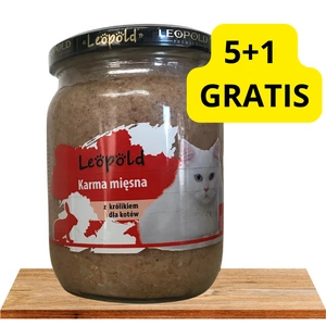 Leopold triušienos ėdalas katėms 5x500g + 1 GRATIS