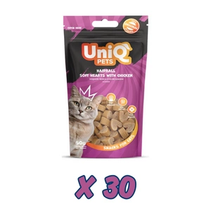 UNIQ PETS skanėstai katėms - minkštos širdelės su vištiena 30x50g
