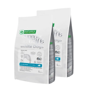 Nature's Protection Superior Care White Dogs Baltoji žuvis be grūdų Visų dydžių ir amžiaus tarpsnių šunims 2x4kg