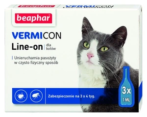 VERMICON LINE-ON CAT 1ML - 3 pipetės lašų nuo blusų katėms