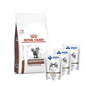ROYAL CANIN Fibre Response Gastrointestinal FR 31 400g + ENZO VET Žarnynas su ėriena padaže katėms 3x100g