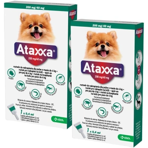 2x KRKA Ataxxa 200 mg/40 mg lašai šunims, sveriantiems iki 4 kg