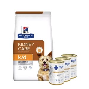 HILL'S PD Prescription Diet Canine k/d 4kg + ENZO VET Urinary nuo šlapimo takų ligų su vištiena šunims 3x400g