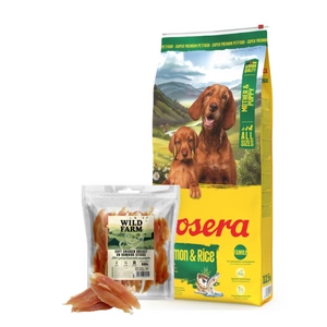 JOSERA Mother&Puppy 12,5kg + WILD FARM Vištienos krūtinėlės filė ant pagaliuko 500g skanėstas šunims