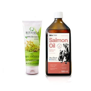 BOTANIQA PUPPY MY SWEET Šampūnas su avižų baltymais 250ml + Lab-V 100% lašišų aliejus įvairaus amžiaus šunims ir katėms 500ml šalto spaudimo