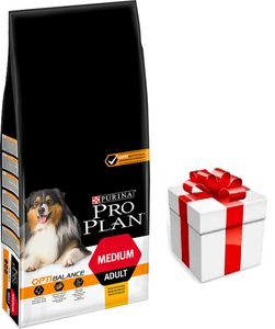 Purina Pro Plan Medium Adult Optibalance, vištiena ir ryžiai 14kg  + STAIGMENA ŠUNUI