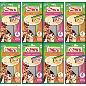 INABA Churu 4P chicken and salmon flavored dog treat 4x(4x14g)+ Churu 4P chicken flavored dog treat 4x(4x14g)