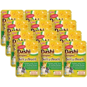 INABA Dashi Delights šilkinis sultinys su vištiena, tunu ir šukutėmis 12x40g