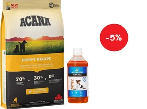 ACANA HERITAGE Puppy Junior 11,4kg + LAB V Lašišų aliejus šunims ir katėms 500ml