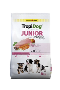 TROPIDOG Premium Junior mažų ir vidutinių veislių šunys su lašiša ir ryžiais 8kg